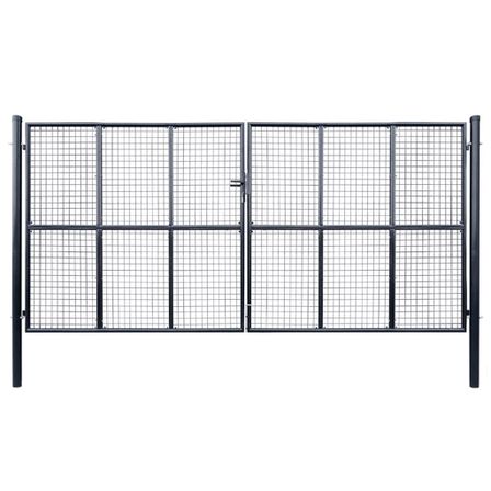 Portail en maille de jardin Acier galvanisé 400 x 200 cm Gris
