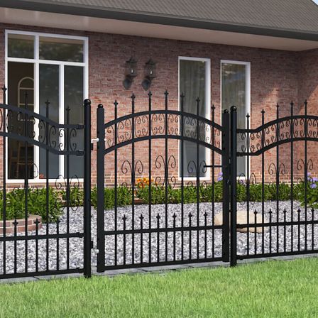 Portail et sommet de lance Noir 103x150 cm Acier enduit poudre