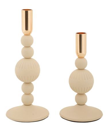 Porte-bougies aster cream, lot de 2, ø10x20-10x25,5 cm