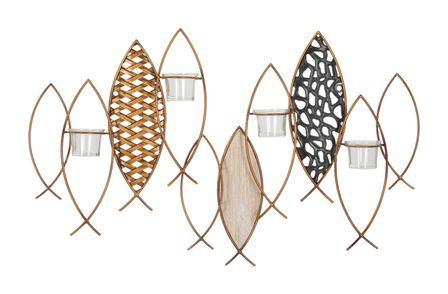 Porte-bougies mural en forme de poisson 66x9x40,5 cm