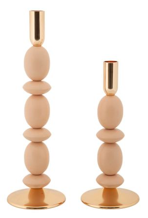 Porte-bougies navette rose, lot de 2 pièces, ø10x25-10x33,5 cm