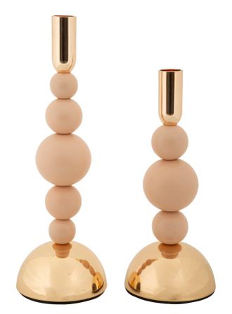 Porte-bougies rose bolly, lot de 2 pièces cm