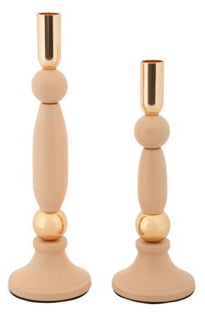 Porte-bougies strek rose, lot de 2, ø9,5 x 25 cm - 9,5 x 30 cm