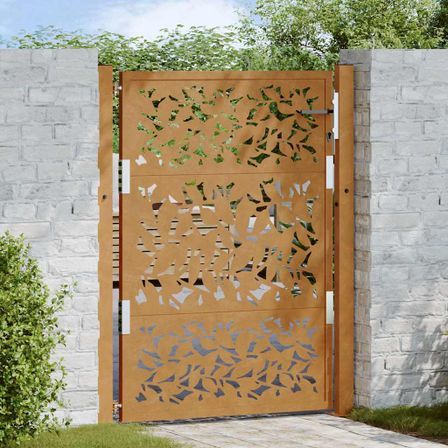 Porte de jardin acier résistant aux intempéries design feuilles