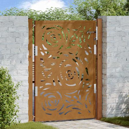 Porte de jardin acier résistant aux intempéries design flamme
