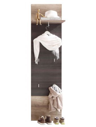 Porte-manteau 6 crochets mélaminé chêne clair et foncé Ylias