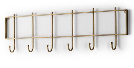 Porte-manteau 6 crochets métal doré