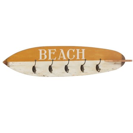 Porte-manteau bois massif blanc et jaune Nayra