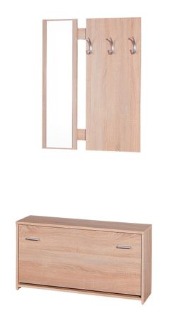 Porte manteau et meuble à chaussures bois clair sonoma Safia