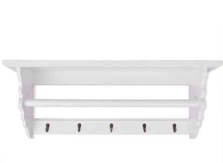 Porte-manteau mural blanc style baroque avec étagère