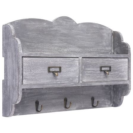 Porte-manteau mural Gris 50x10x34 cm Bois