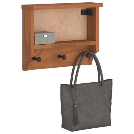 Porte-manteau mural SANDNES 45x12x35 cm bois massif pin