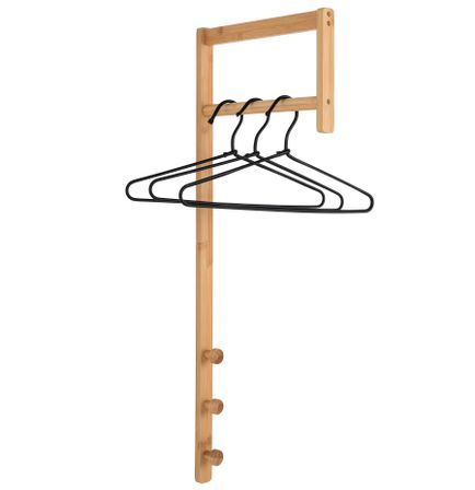 Porte-manteau mural TRENTO – Bambou naturel ou métal noir/blanc