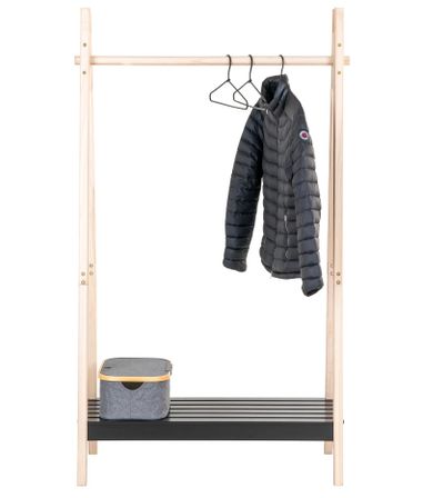 Porte-manteau sur pied TORINO – Bois naturel & noir – Style moderne
