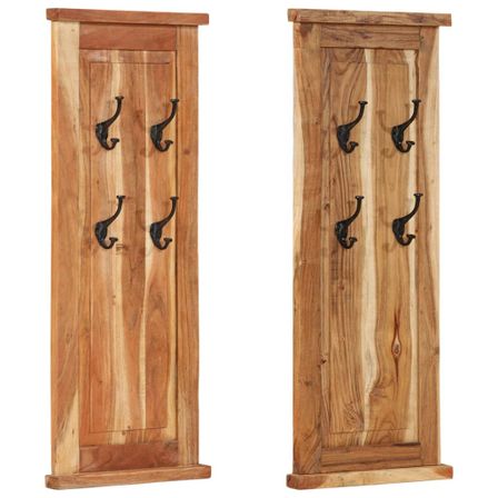 Porte-manteaux 2 pcs Bois massif d'acacia 38x100 cm