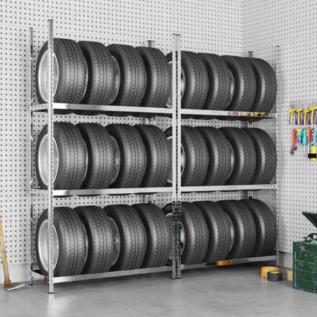 Porte-pneus à 3 niveaux 2 pcs Argenté 110x40x200 cm Acier