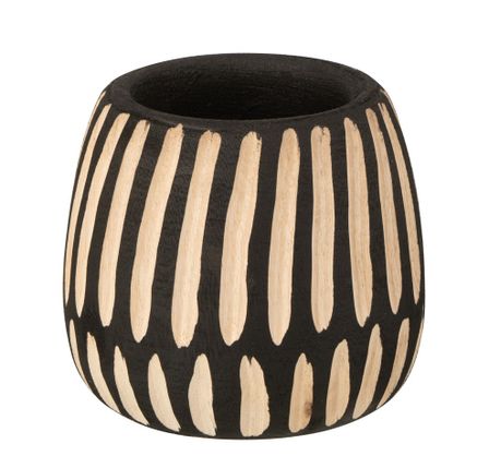 Pot de fleur en bois massif noir Viviana D 15 cm