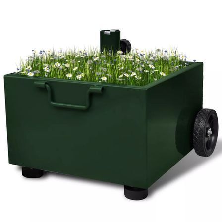 Pot de plantes et support de parasol d'extérieur 2-en-1 Vert