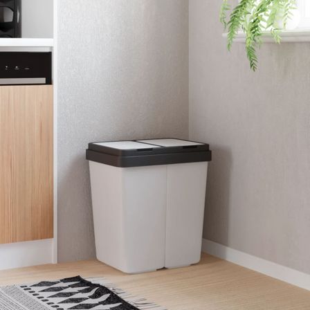 Poubelle double blanc 2x25 L