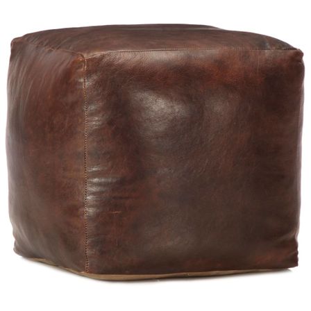Pouf 40 x 40 x 40 cm Marron foncé Cuir véritable de chèvre 2