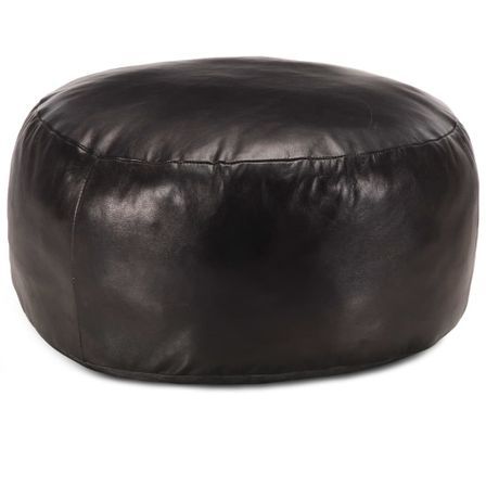 Pouf 60 x 30 cm Noir Cuir véritable de chèvre