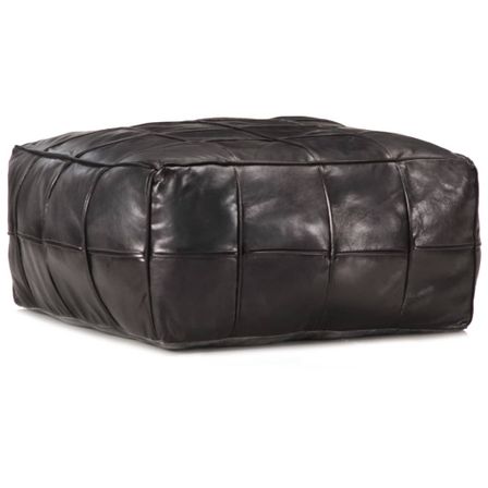 Pouf 60 x 60 x 30 cm Noir Cuir véritable de chèvre