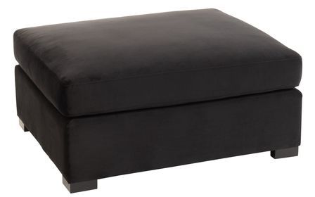 Pouf bois et velours noir Hiago