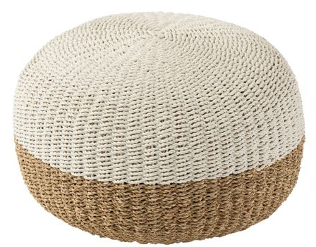 Pouf boule rotin blanc et naturel Zatia D 59 cm