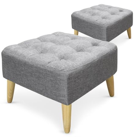 Pouf carré capitonné Tissu Gris Loupi