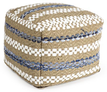Pouf carré en coton et jute mulitcolore Gerbio Lot de 2