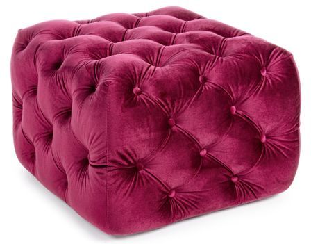 Pouf carré en velours rose fuchsia Vania L 62 cm