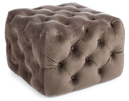 Pouf carré en velours taupe Vania L 62 cm