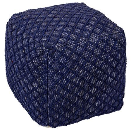 Pouf carré tissu bleu Balda