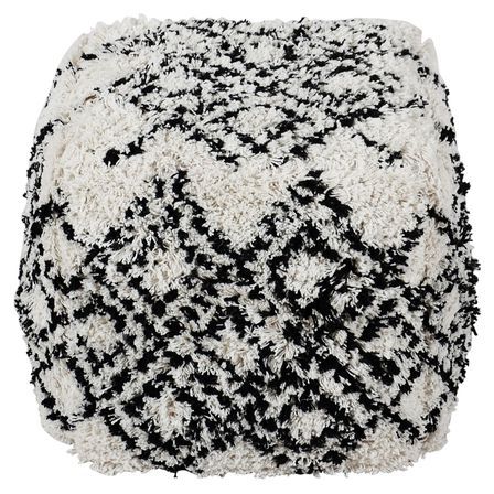 Pouf carré tissu noir et blanc Bettie