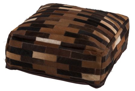 Pouf chalet en cuir marron Igor L 60 cm