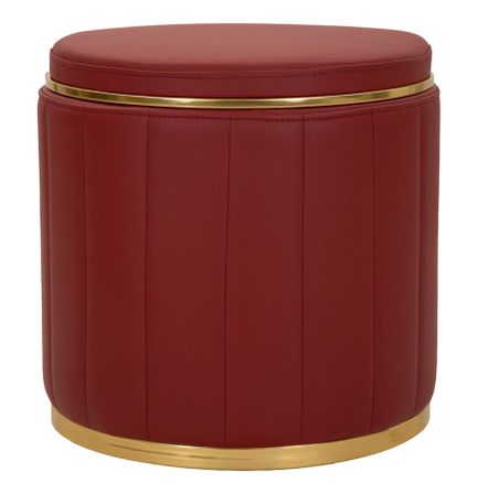 Pouf coffre de rangement rouge avec base dorée London