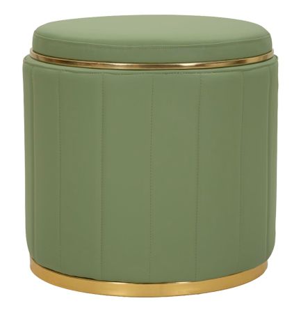 Pouf coffre de rangement vert avec base dorée London