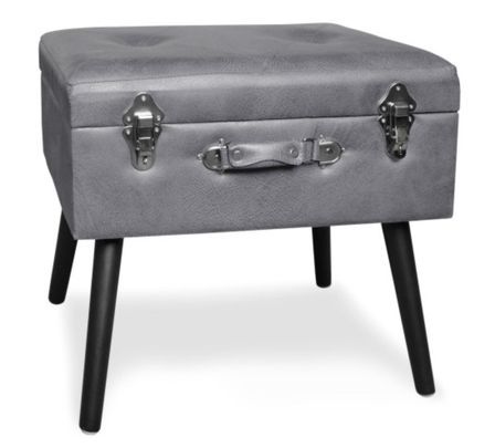 Pouf coffre simili cuir gris Patio
