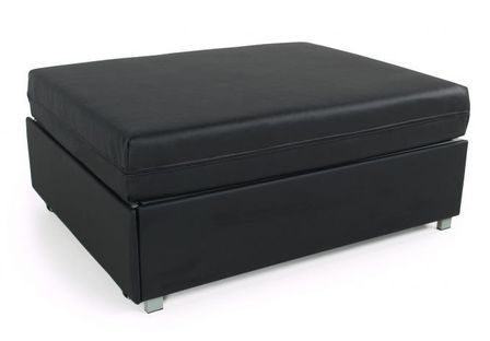 Pouf convertible en lit 1 place simili cuir noir Politan