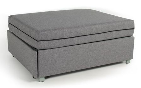 Pouf convertible en lit 1 place tissu gris Politan