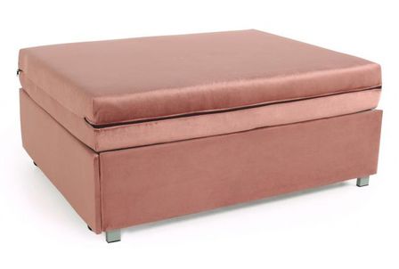 Pouf convertible en lit 1 place velours rose Politan