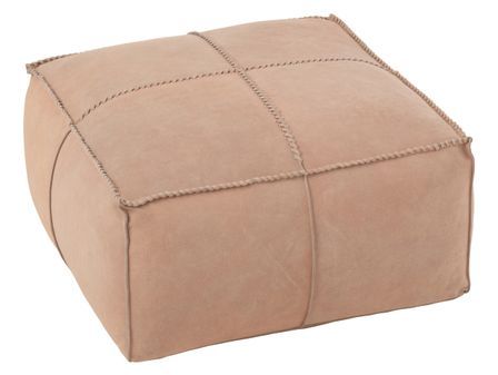 Pouf croix carré cuir rose Anasty L 58.5 cm