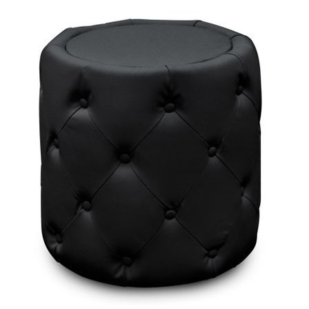 Pouf cylindrique capitonné Noir