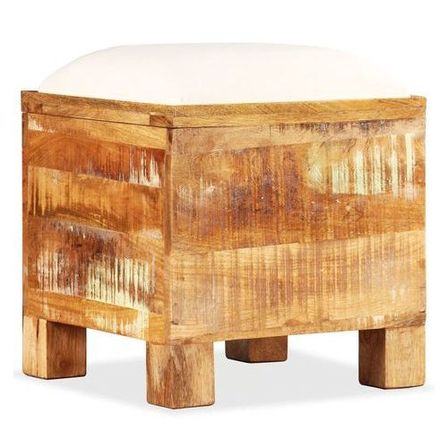 Pouf de rangement carrée bois recyclé clair Aquadi