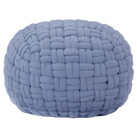 Pouf Design tressé Bleu 50x35 cm Coton