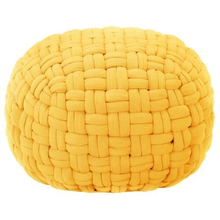 Pouf Design tressé Jaune moutarde 50x35 cm Coton