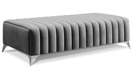 Pouf design velours avec pieds en acier chromé LOZA