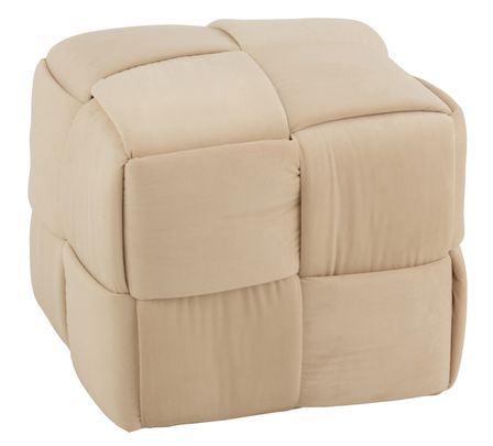 Pouf en tissu beige carré Moana L 42 cm