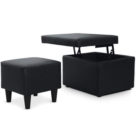 Pouf et pouf coffre Noir karla