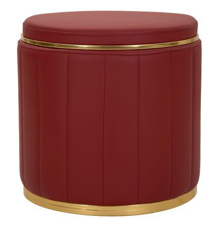 Pouf london avec rangement rouge cm ø 46,5 x 44